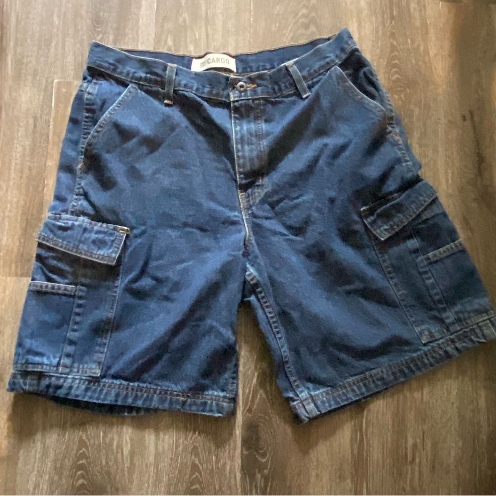 Faded Glory Shorts Mens Size 34 Cargo Blue Denim Casual